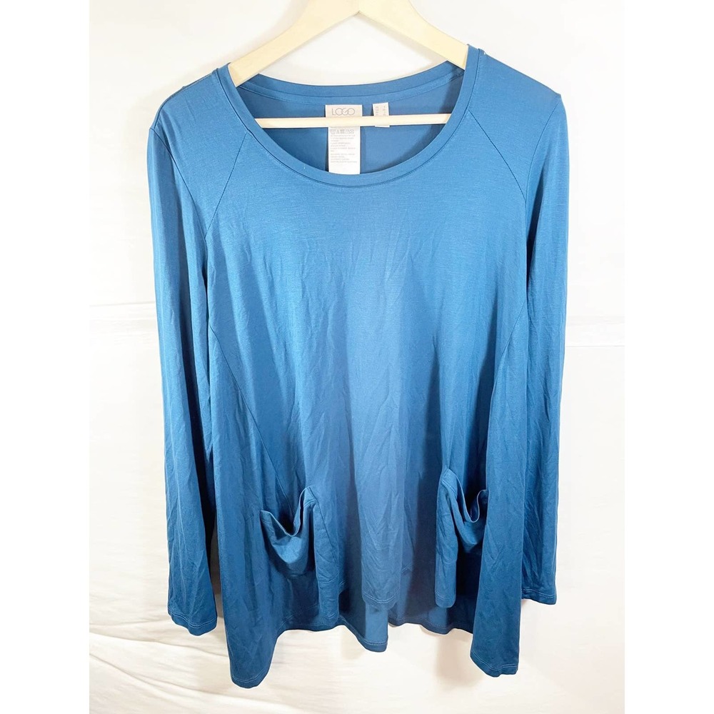 LOGO by Lori Goldstein Long Sleeve Shirt with Pockets Size L - Picture 1 of 5